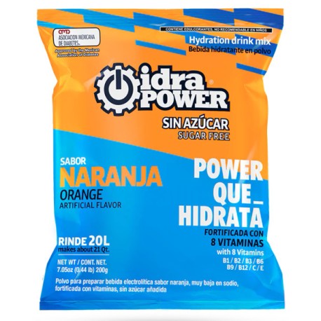 Bebida Hidratante en Polvo Sin Azúcar Idra Power 20 litros (20 piezas)